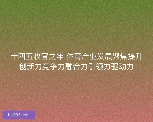 十四五收官之年 体育产业发展聚焦提升创新力竞争力融合力引领力驱动力